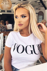 White Vogue Slogan Top - Birda-Tops