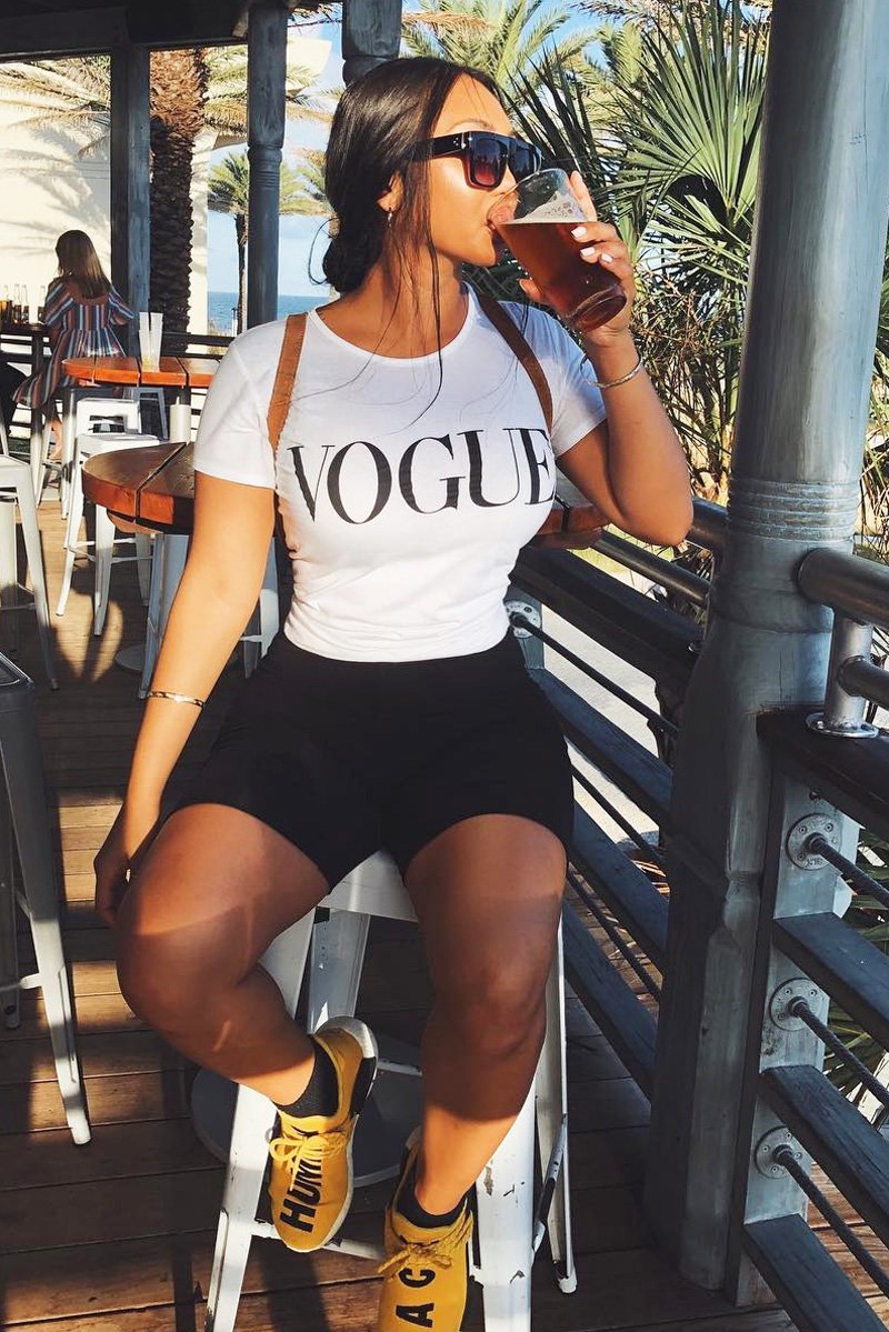 White Vogue Slogan Top - Birda-Tops