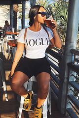 White Vogue Slogan Top - Birda-Tops