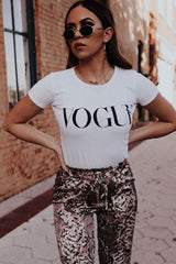 White Vogue Slogan Top - Birda-Tops