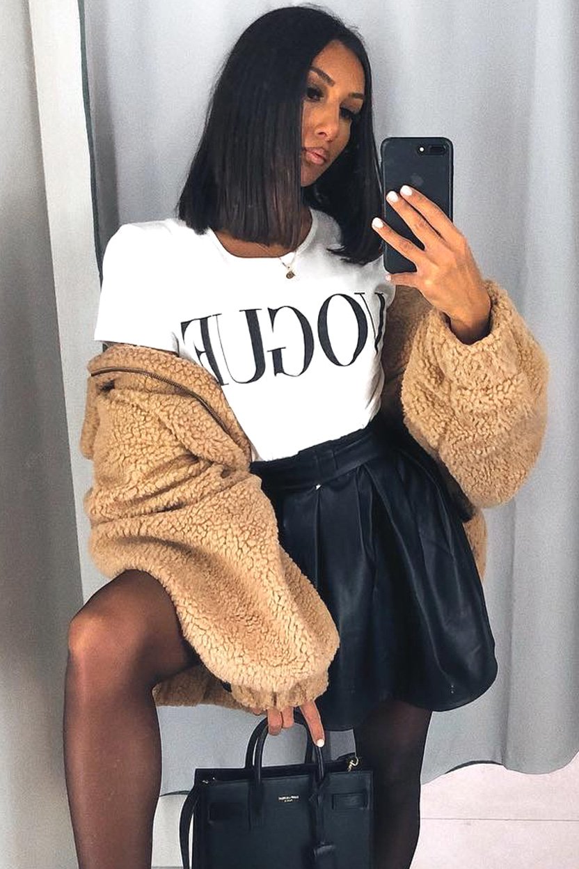 White Vogue Slogan Top - Birda-Tops