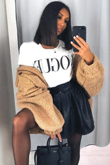 White Vogue Slogan Top - Birda-Tops