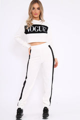White Vogue Slogan Tracksuit - Neyla-Co-ords