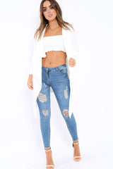 White Waterfall Frill Jacket - Bexley-Jackets