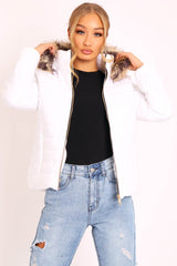 White Wet Look Puffer Coat - Soph-Coats