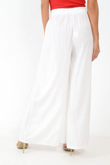 White Wide Leg Belted Split Front Trousers - Aamira-Trousers