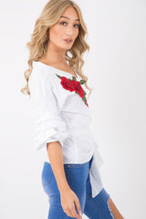 White Wrap Around Tie Waist Top - Rhianna-Tops