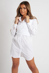 White Wrap Front Shirt Dress - Nixie-Dresses