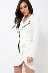 White Zip Front Blazer - Isla-Jackets