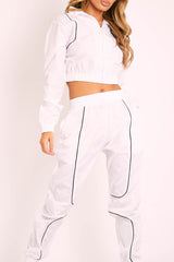 White Zip Front Hoodie Cuff Jogger Co-Ord - Kason-Tracksuits