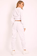 White Zip Front Hoodie Cuff Jogger Co-Ord - Kason-Tracksuits