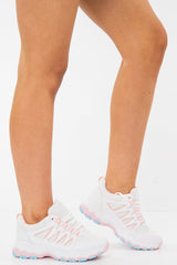 White and Baby Pink Chunky Trainers - Yasmine-Trainers