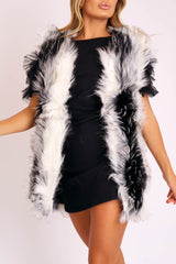White and Black Faux Fur Gilet - Jordana-Faux Fur