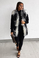 White and Black Faux Fur Gilet - Jordana-Faux Fur