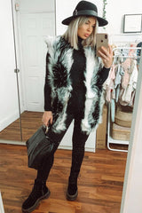White and Black Faux Fur Gilet - Jordana-Faux Fur