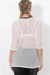 White and Black Mesh Tee- Chana-T-shirt