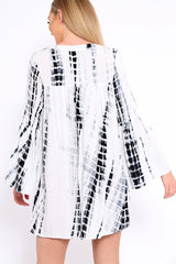 White and Black Tie Dye Smock Dress - Peony-Dresses