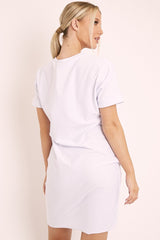 White and Gold Parisian Slogan T-shirt Dress - Claire-Dresses