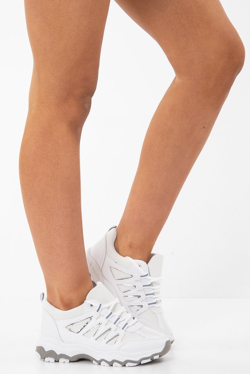White and Grey Chunky Trainers - Yasmine-Trainers