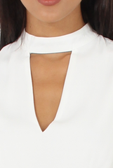 White and Grey High Neck Playsuit - Linda-Playsuits