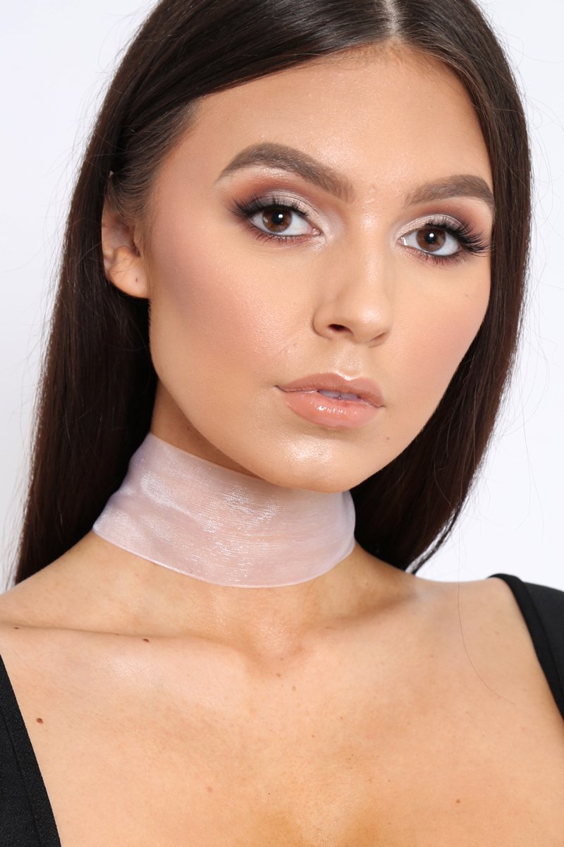 White and Pink Glitter Organza Wide Choker - Aala-Chokers