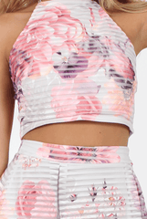 White and Pink Semi Sheer Floral Co-ord - Rose-Co-ords