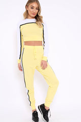 White and Yellow Colour Block Tracksuit - Adryanna-Loungewear