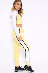 White and Yellow Colour Block Tracksuit - Adryanna-Loungewear