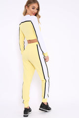 White and Yellow Colour Block Tracksuit - Adryanna-Loungewear