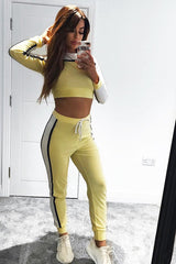 White and Yellow Colour Block Tracksuit - Adryanna-Loungewear