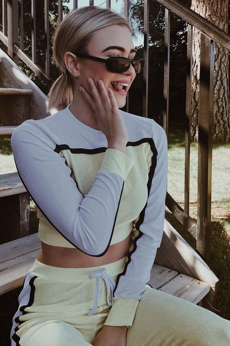 White and Yellow Colour Block Tracksuit - Adryanna-Loungewear