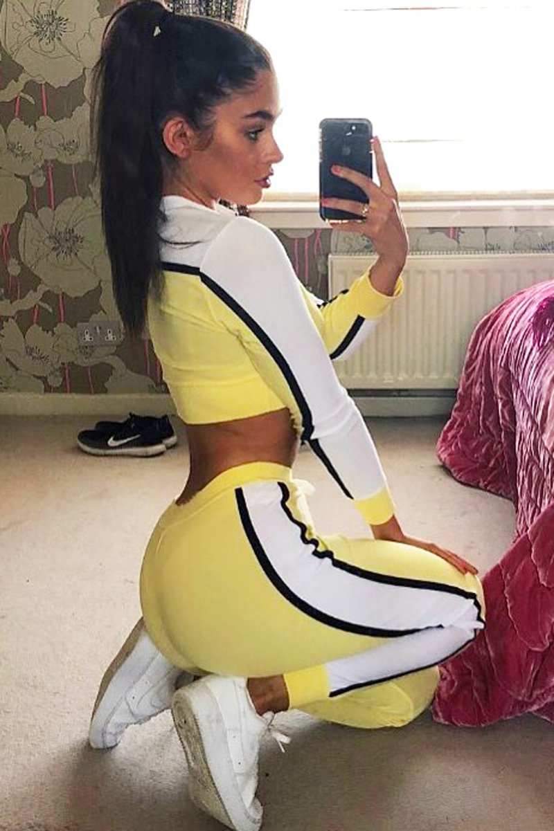 White and Yellow Colour Block Tracksuit - Adryanna-Loungewear