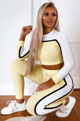 White and Yellow Colour Block Tracksuit - Adryanna-Loungewear