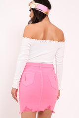 White bardot frill bodysuit - Kari-Bodysuits