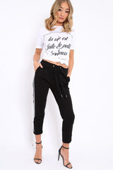 White distorted Slogan T-shirt - Gabby-Tops