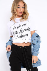 White distorted Slogan T-shirt - Gabby-Tops