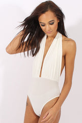 White halterneck Bodysuit - Isla-Bodysuits