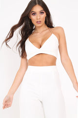 White plunge Gold Ring Bralet Darcia-Bralets