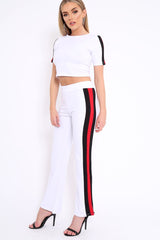 White with Red and Black Side Stripe Co-ord - Farris-Co-ords