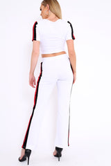 White with Red and Black Side Stripe Co-ord - Farris-Co-ords