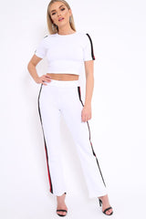 White with Red and Black Side Stripe Co-ord - Farris-Co-ords