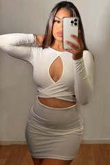 White Front Cut Out Crossover Mini Dress - Alyvia