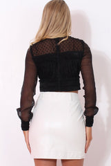 Whitney Black Ruffle Top-Tops