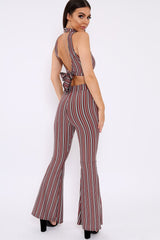 Wine And Black Striped Crop And Trousers Co-Ord - Chrisley-Co-ords
