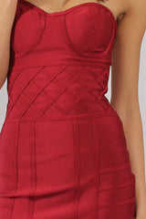 Wine Bandage Bandeau Mini Dress - Cherise-Dresses