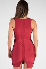 Wine Bandage Side Knotted Mini Dress - Talia-Dresses