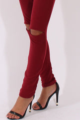 Wine Bardot Split Knee Jumpsuit - Coran-Jumpsuits