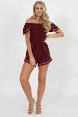 Wine Bardot Two Piece - Jessica-Co-ords