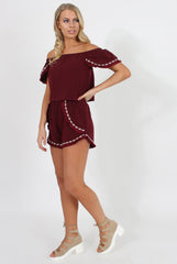 Wine Bardot Two Piece - Jessica-Co-ords