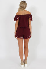 Wine Bardot Two Piece - Jessica-Co-ords